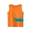 Kinder Baumwoll-Unterhemd in Orange mit süßem grünen Krokodil-Print für den Sommer - 90cm / Orange (Krokodil)