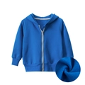 Sweat à capuche bleu zippé pour enfant avec vue détaillée de la doublure en polaire - Bleu roi