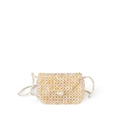 Mini sac vintage fait main en perles jaune pastel rose et blanc avec boucle en perle - Arc-en-ciel