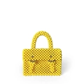 Sac à main perlé fait main en jaune vif avec forme carrée et poignée supérieure - Jaune