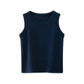 Solid navy blue cotton sleeveless tank top for children with minimalist round neck design - 90cm / Royal Blue