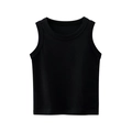 Classic black cotton sleeveless tank top for kids with a minimalist round neck design - 90cm / Black