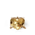 Schicke herzförmige Umhängetasche mit goldenen Pailletten und feiner Metall-Gliederkette - Gold