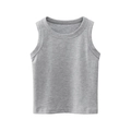 Classic grey cotton sleeveless tank top for kids with a minimalist round neck design - 90cm / Heather Grey