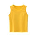 Classic bright yellow sleeveless cotton tank top for kids featuring ribbed crew neck - 90cm / Gold