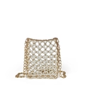Mini borsa a tracolla fatta a mano con perle dorate e trasparenti - Oro