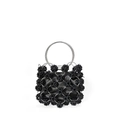 Borsa nera con anelli in metallo argentato e fiori di perline in stile vintage - Nero