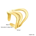 Detalle de anillo de ondas doradas, diseño ajustable talla 8 con medidas y peso - US 8 / Estilo Ajustable de Ondas Entrelazadas (RI1629A8G)