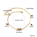 Detail view of gold stainless steel anklet with colorful beads and lobster clasp closure - Multicolor Crushed Stone Rectangular Stone (AN12140MG)