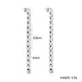 Detail of silver long tassel earrings with sparkling cubic zirconia, length 5.5cm - 4mm White Zirconia Steel Color