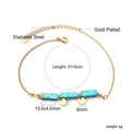 Detail of gold-plated stainless steel anklet with blue rectangular turquoise pendants - Blue Style (AN12130DG)