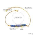 Detailed view of gold plated stainless steel anklet with blue marbled stone beads - Teal Blue Style (AN12130KG)
