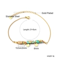 Detail of gold plated stainless steel anklet with colorful jasper beads and dimensions - Multicolor Style (AN12130MG)