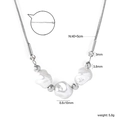 Detalle de collar de perlas barrocas con cadena S.Steel y medidas de longitud detalladas - Estilo Perla Barroca Plata (NE2F150AS)