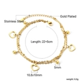 Detail of gold plated stainless steel double layer anklet with heart and bead charms - Double Layer Hollow Heart (AN120901G)