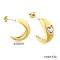 Detail goldene C-Ohrringe mit 9,3mm herzförmigem Zirkonia und 18K Goldbeschichtung - Gold Herz Stil (EA32860AG)