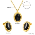 Dettaglio del set di gioielli con occhio di gatto ovale con misure e peso specifici - Nero (SE25860BG)