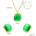 Détail de parure bijoux œil de chat vert avec dimensions de 16,5 mm et longueur 45+5 cm - Pierre Verte (SE25880JG)