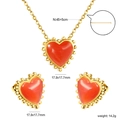 Details zum roten Katzenauge-Herz-Schmuckset mit 45+5cm Kette und 17,9x17,7mm Anhänger - Roter Stil (SE25890EG)