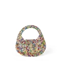 Handmade rainbow beaded mini tote bag with vibrant multicolored luxury crystal beads - Multicolor