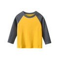 Kids long sleeve raglan T-shirt with yellow body and grey sleeves in soft cotton fabric - Golden Yellow/Charcoal Gray / 90cm