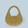 Luxury mini handmade beaded handbag in metallic gold with a vintage crescent silhouette - Gold
