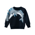 Sweat-shirt enfant bleu marine avec imprimé requin et poignets côtelés pour un automne chaud - 90cm / Bleu royal
