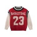Rode en witte gebreide jongenstrui met Basketball 23 print in sportieve preppy stijl - 110cm / Rood