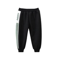 Schwarze Jungen Fleece-Jogginghose mit HAPPY-Aufdruck und sportlichen Streifen - 90cm / Schwarz