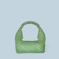 Handmade light green beaded tote bag crafted from faceted acrylic beads for women - Green