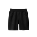 Solid black cotton knit shorts for boys with elastic ribbed waistband and side pockets - 90cm / Black