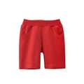 Vibrant red kids cotton shorts featuring elastic ribbed waistband and side pockets - 90cm / Red