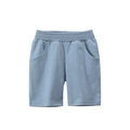 Solid grey-blue kids cotton knit shorts with comfortable wide elastic waistband - 90cm / Aqua