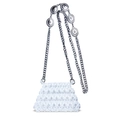 Mini gewebte Perlen-Umhängetasche mit silberner Metallkette und Blumen-Anhängern - Transparent