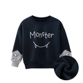 Sweat-shirt enfant bleu marine et gris avec doublure polaire et imprimé Monstre - 90cm / Bleu royal