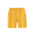 Solid yellow cotton kids shorts with elastic waistband and curved front pockets - 90cm / Gold Yellow