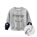 Sweatshirt enfant gris Monster avec manches contrastées et doublure en polaire douce - 90cm / Gris Chiné