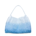 Detailed view of handmade gradient blue beaded handbag with translucent crystal texture - Sky Blue