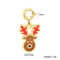 Detail view of 13x17mm Christmas elk charm with red enamel antlers and golden clasp - Reindeer Style (PA10240MG)