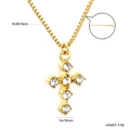 Gold cross pendant necklace with sparkling crystals and box chain for women - Gold Cross Style (NE2G270AG)