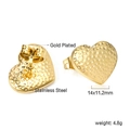 Details vergoldeter Edelstahl-Herzstecker mit Textur und Schmetterlingsverschluss - Gold (EA597501G)