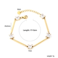 Detailed view of irregular gold chain bracelet with square zircons and size annotations - Gold Bar with White Square Zirconia (BR28920AG)
