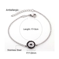 Dettaglio del bracciale a doppio strato in acciaio inossidabile con malocchio - Stile Catena a Doppio Strato in Strass Bianco e Nero (BR245503S)