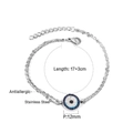 Dettaglio del bracciale occhio blu in acciaio inossidabile con ciondolo da 12mm e catena - Stile Catena a Doppio Strato a Cerchio Concentrico Blu e Bianco (BR245502S)