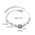Detail of silver stainless steel chain with blue evil eye charm and clear crystals - Evil Eye with Six Crystals Style (BR245702S)