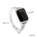 Detail view of 18K gold ring with 13.3x10mm emerald cut black stone and twisted band - US 6 / Silver Black Zirconia (RI1461B6-9S)