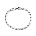 Bracciale tennis in acciaio argento con zirconi bianchi rettangolari e chiusura a scatto - Bianco