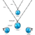 Guía detallada de tallas para el conjunto de collar y pendientes de acero con turquesa - Estilo Redondo de Doble Capa Plateada (SE229602S)