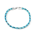 Elegante bracciale tennis in acciaio inossidabile con zirconi blu brillante a baguette - Acqua