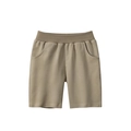 Boys minimalist beige cotton shorts featuring elastic waistband and side pockets - 120cm / Dark Khaki